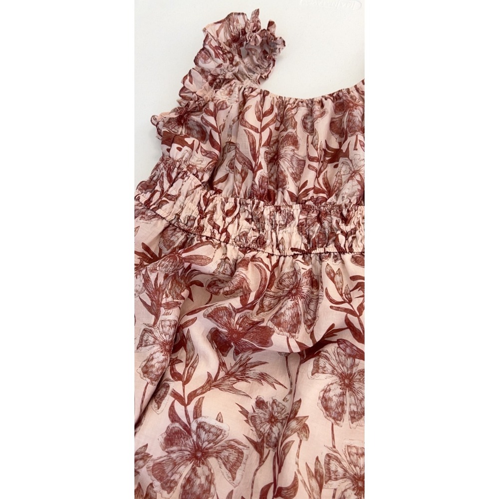 MELLODAY garden floral maxi sun pink red dress L regency cottage core boho chic - Picture 12 of 16
